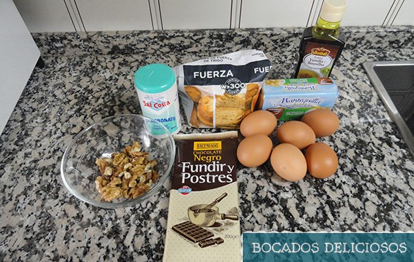 ingredientes brownies de chocolate con nueces