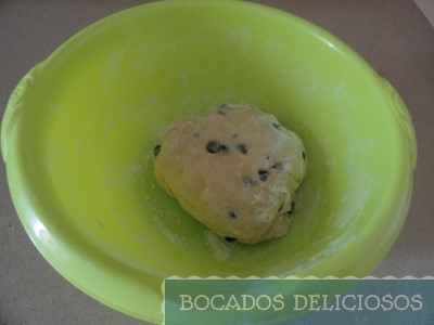 Masa homogenea para las galletas con chocolate